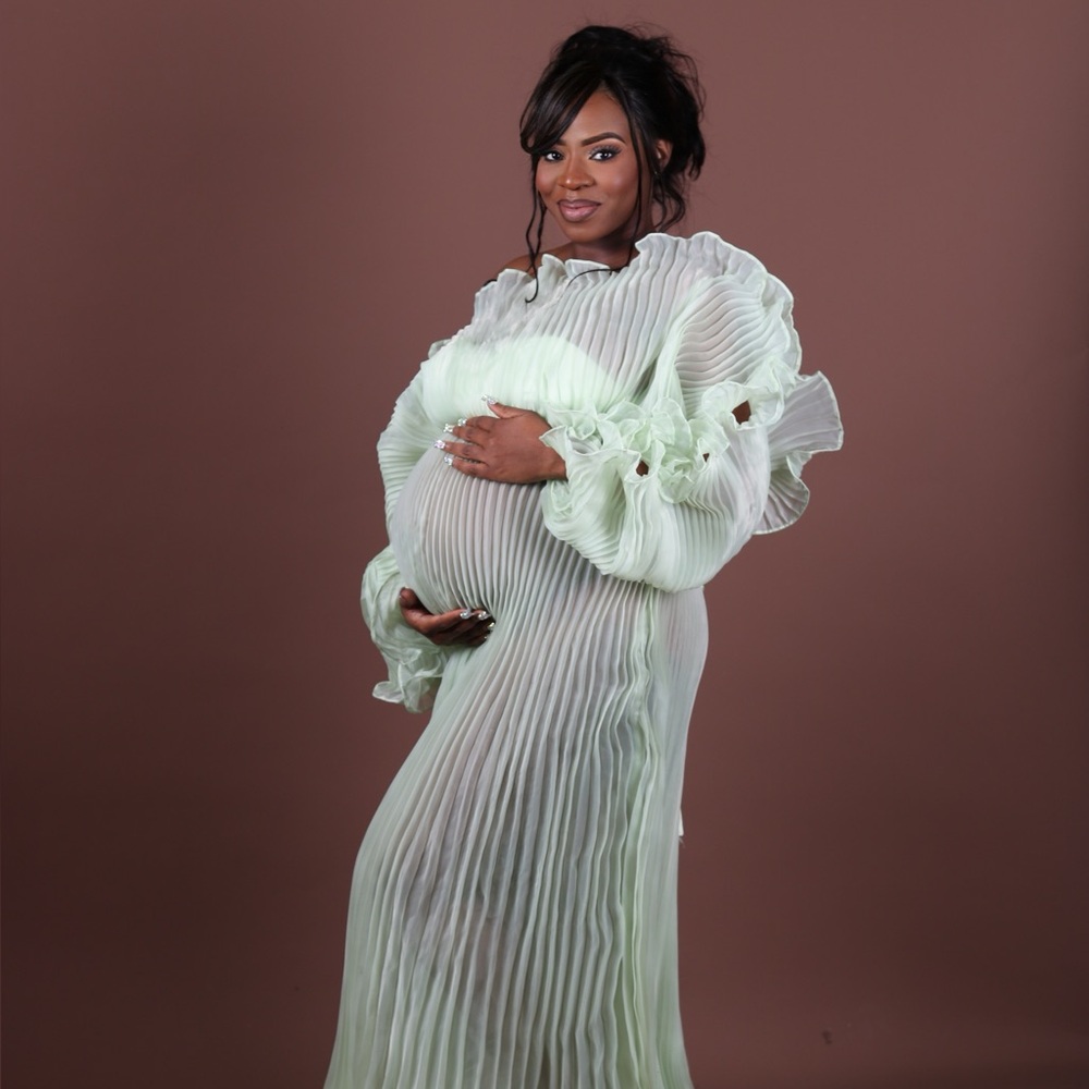 Elegant Pleated Maternity Dress